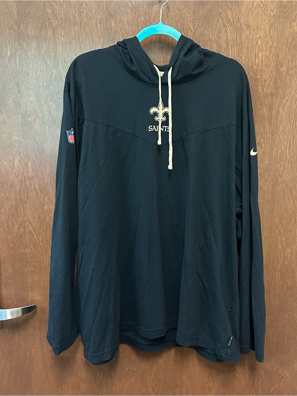 Nike NFL On Field Apparel New Orleans Saints Long Sleeve Hooded Tshirt Hoodie 2X